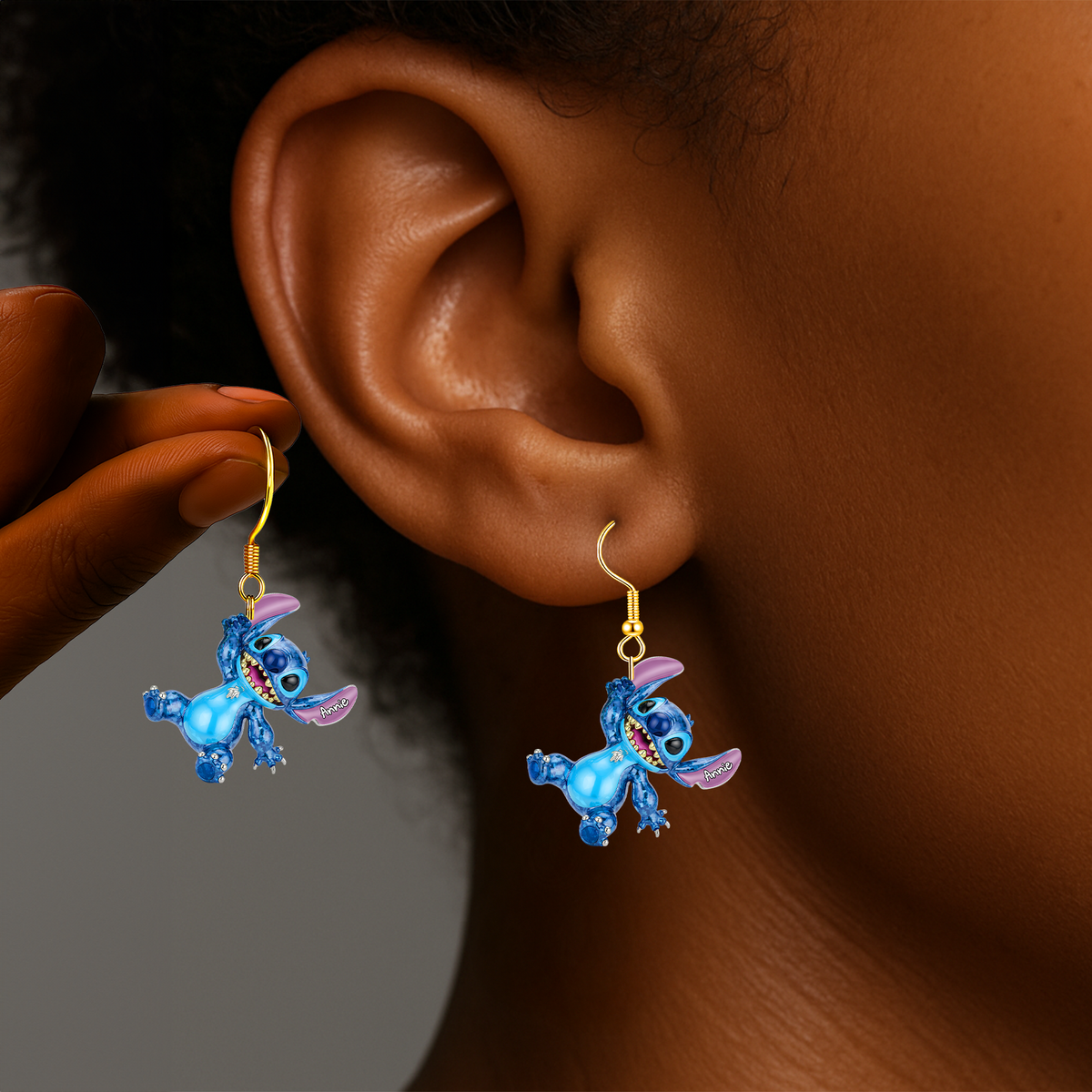 Mischievous Hanging Blue Alien Earrings - Personalized Gifts For Cartoon Movie Lovers 05QHLU240625-Homacus