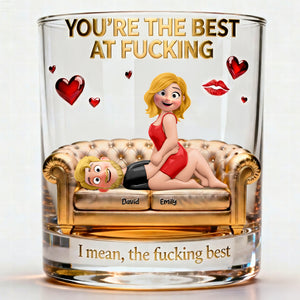 Cheeky Couple 11oz Round Glass - Personalized Gifts For Couple Valentine Drinking Glass 03NAQN240126-Homacus