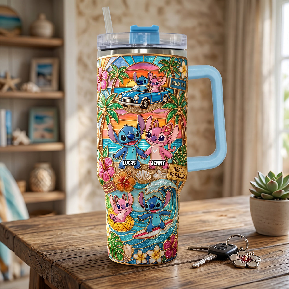 Couple Summer Vibes 40oz Tumbler With Handle - Personalized Gifts For Couples 02patn300626-Homacus