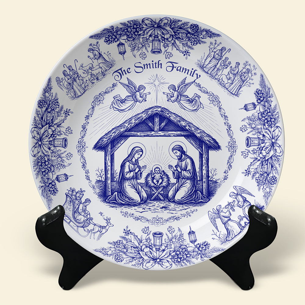 Personalized Christmas Gifts For Christian Family Ceramic Round Plate 01paqn260925-Homacus