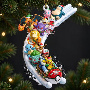 Cute Monster On Snow Slide Ornament - Personalized Gifts 01QHDT160926