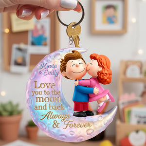 Love You To The Moon And Back Keychain - Personalized Gifts For Couple 01huta290126-Homacus
