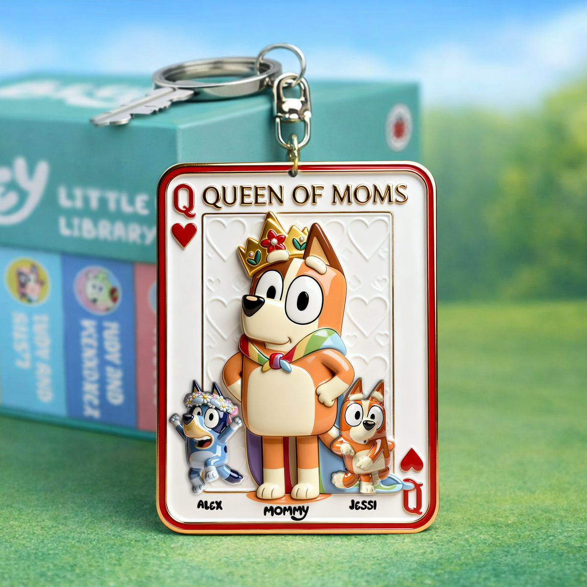 Puppy Card Theme Mom And Kids Keychain - Personalized Gifts For Mother's Day Keychain 03NALU020326-Homacus