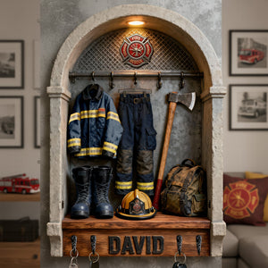 Firefighter Gear Wood Key Hanger – Personalized Gifts For Firefighter 03toqn161225-Homacus