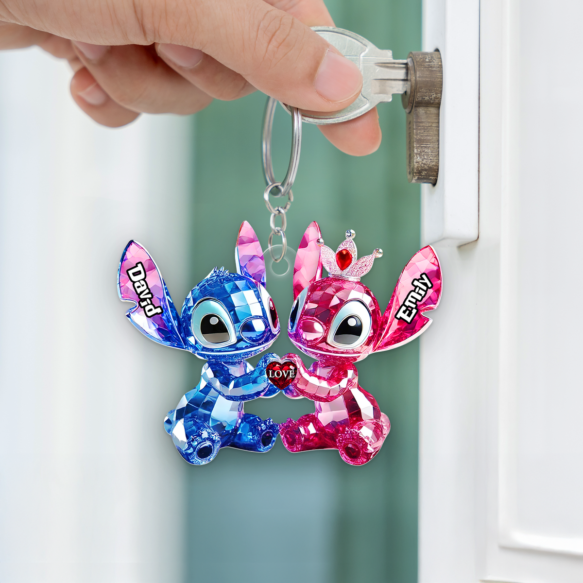 Blue Monster Couple Acrylic Keychain - Personalized Gifts For Couples 05TGPU280525-Homacus