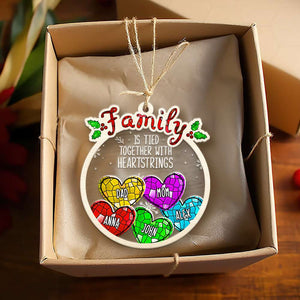 Personalized Christmas Gifts For Family, Family Is Tied Together With Heartstrings Ornament 02ACDT191024-Homacus