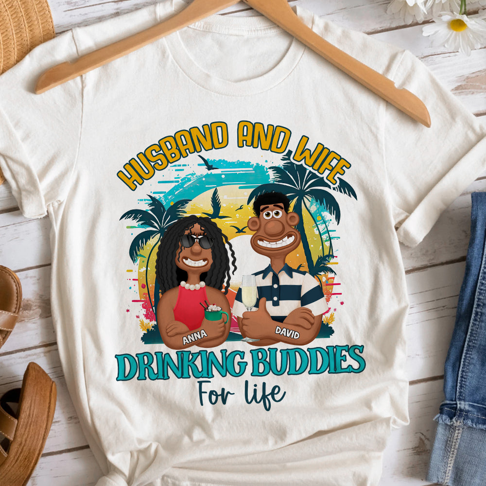 Personalized Gifts For Couple Shirt 04xqtn150225pa Husband And Wife - Drinking Buddies For Life-Homacus