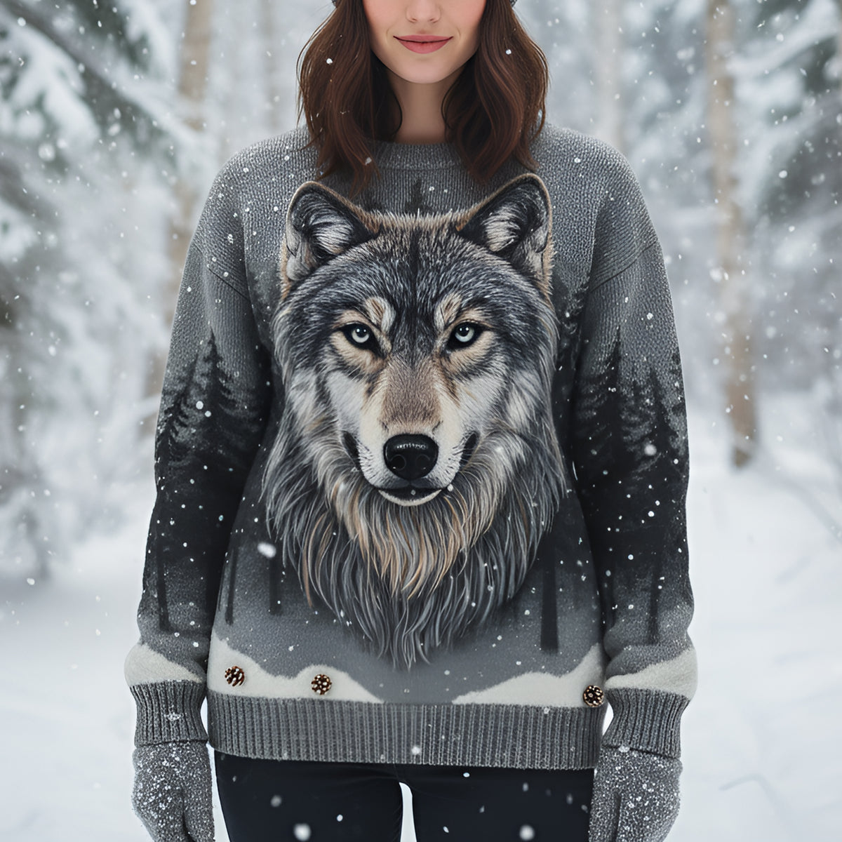 The Wild Wolf Ugly Sweater - Personalized Gifts For Wolf Lovers 10PALU011125-Homacus
