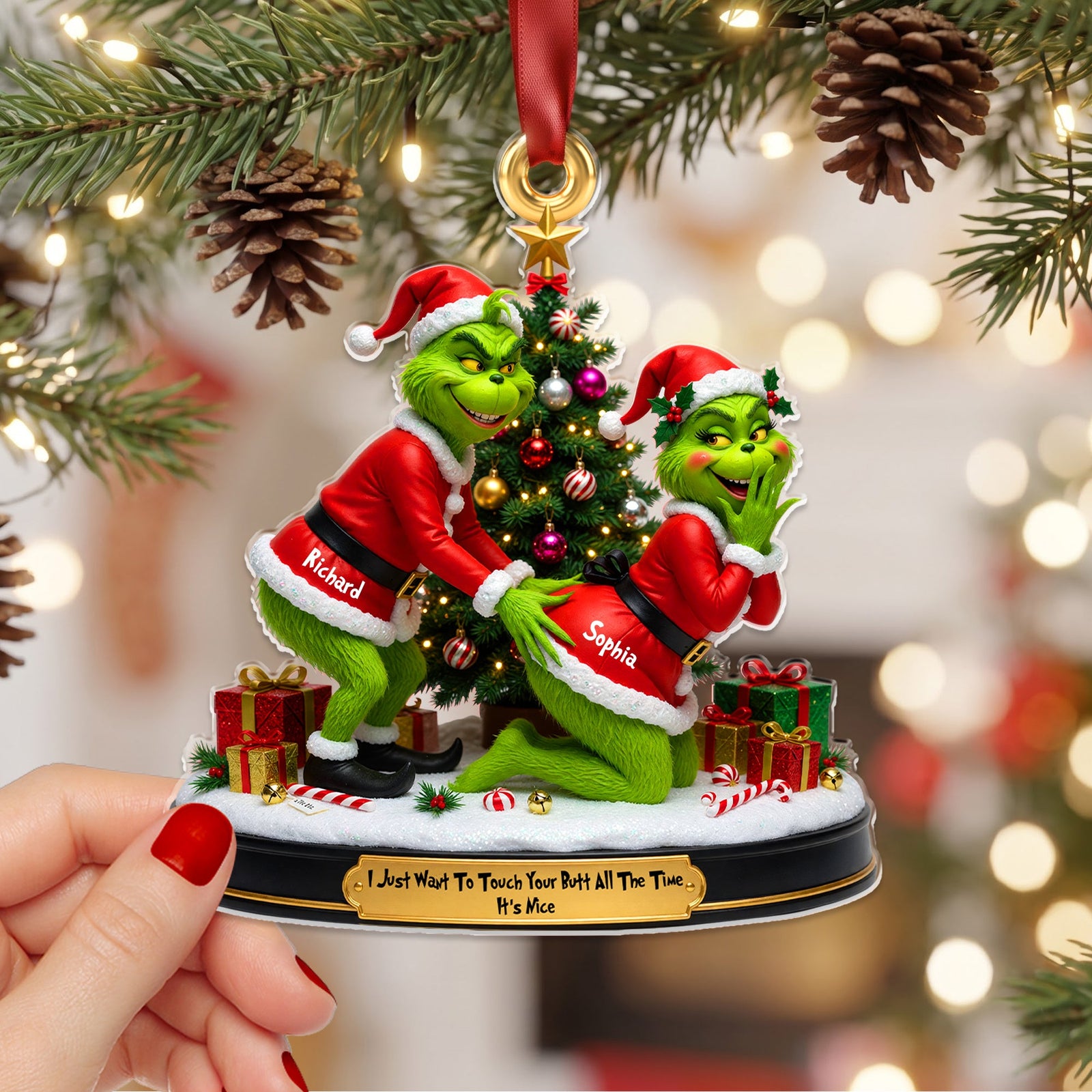 Playful Touch Couple Ornament - Personalized Gift For Couples 02NAQN010826-Homacus