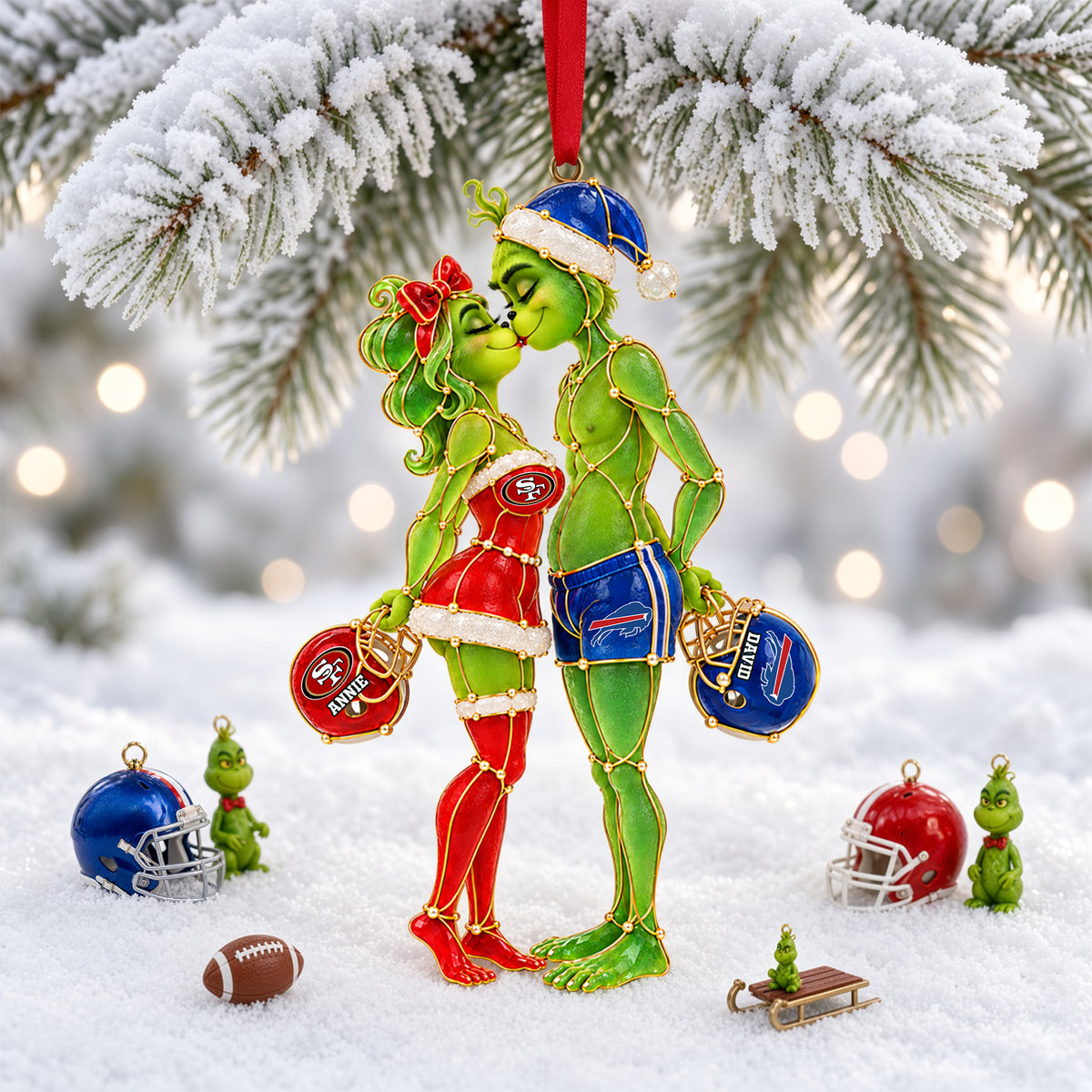 Furry Mischief Couple Acrylic Ornament - Personalized Christmas Gifts For Playful Sporty Couple 03hulu221026-Homacus