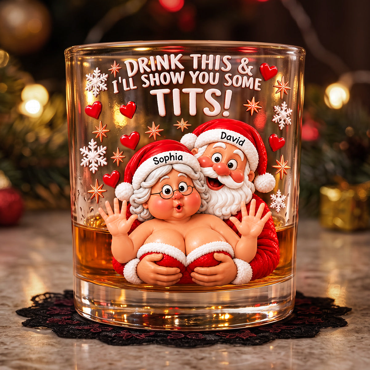 Naughty Santa Couple Glass - Personalized Gifts For Couples 06NATA201026-Homacus