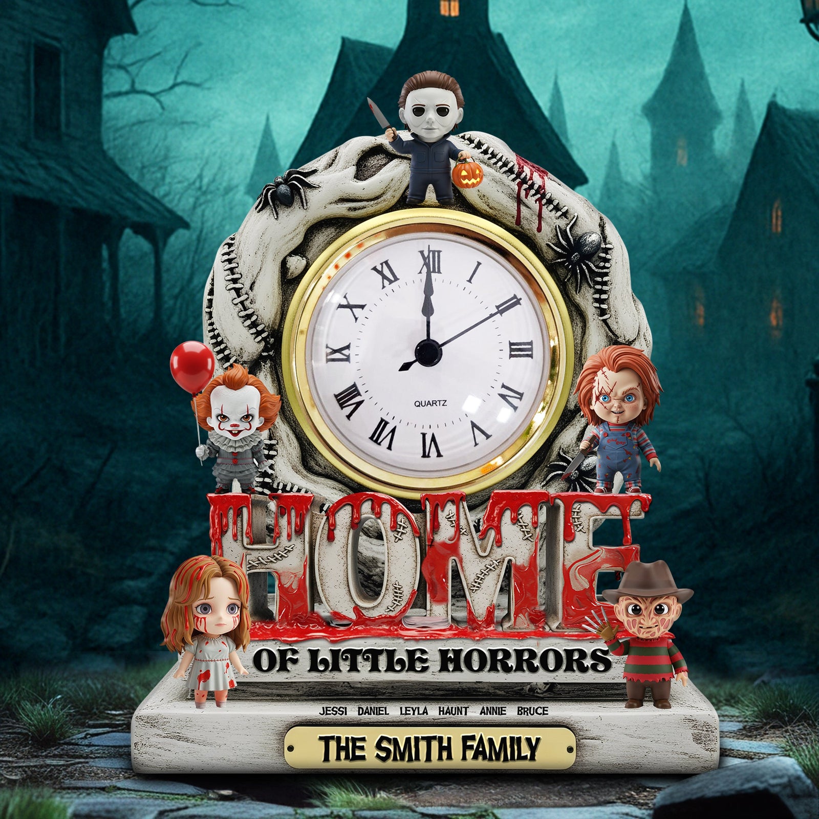 The Horror Family Desk Clock Plaque - Personalized Gifts For Family 02QHLU280525-Homacus