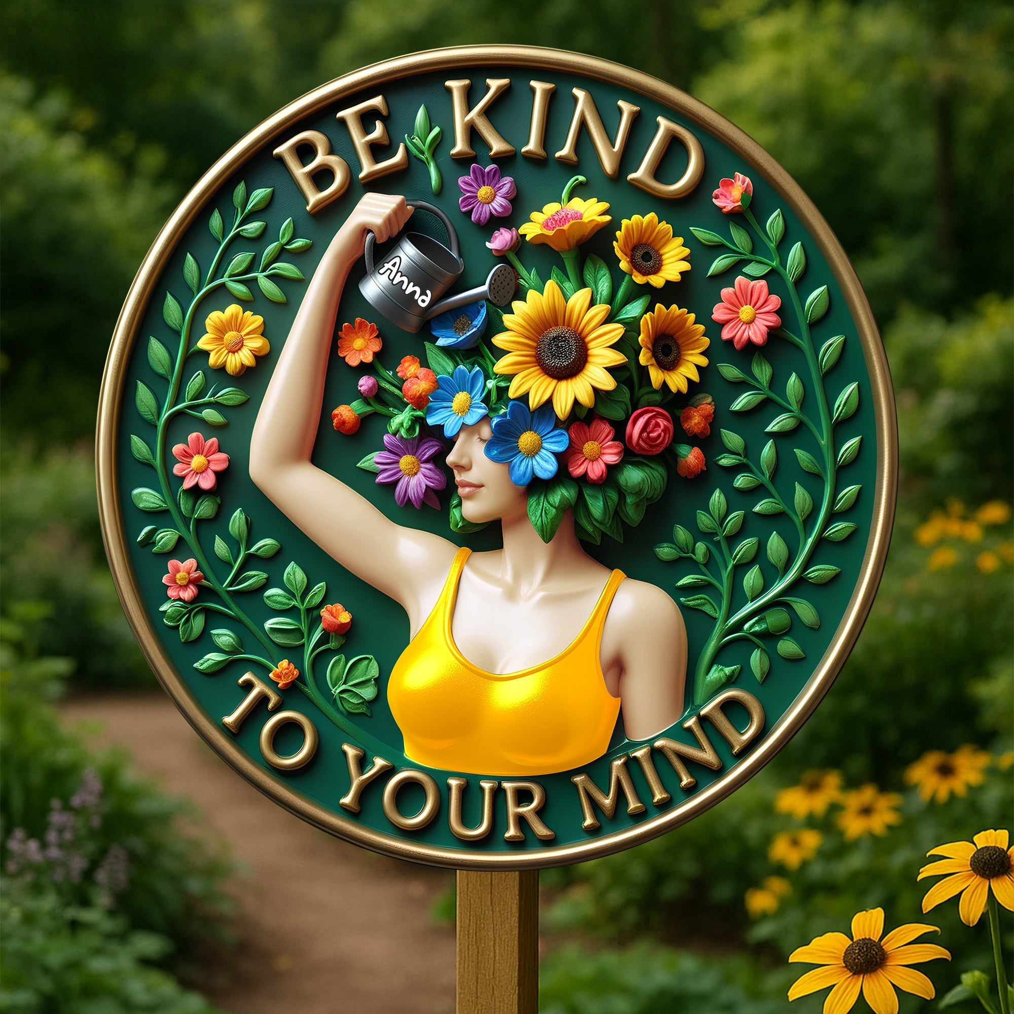 Floral Garden Girl Wood Sign - Personalized Gifts For Garden Lovers 03NALU040625-Homacus