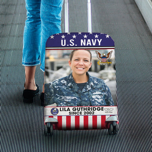 Custom Photo & Branch Gifts For Military Service Members, Personalized Veteran Luggage Cover 04qhqn010824-Homacus