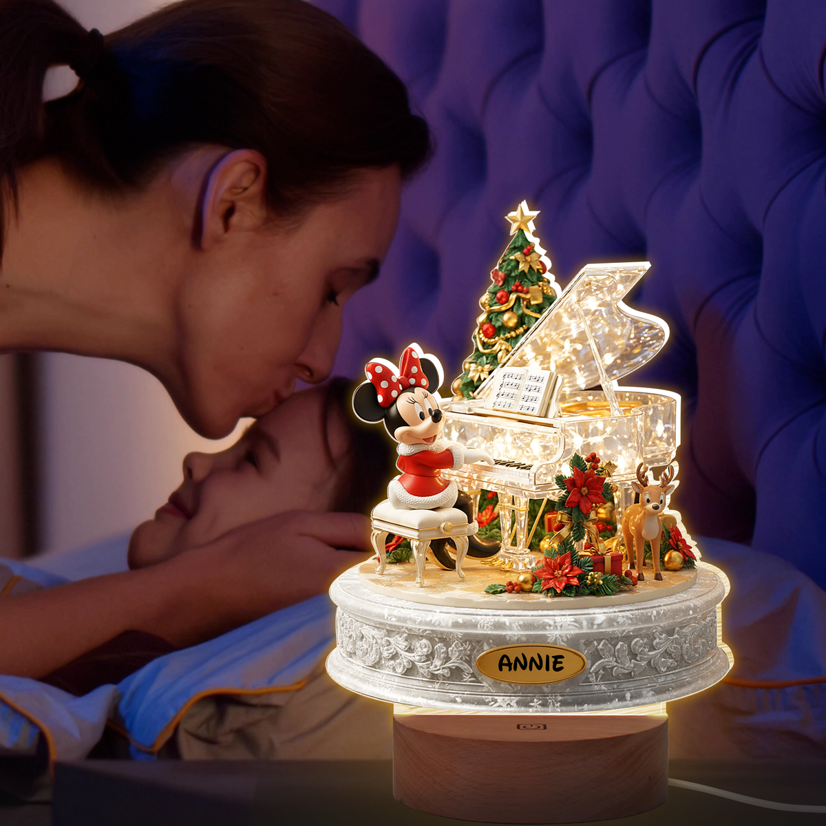 Personalized Gifts For Kids Christmas LED Light With Circle Wood Base 02palu100925-Homacus