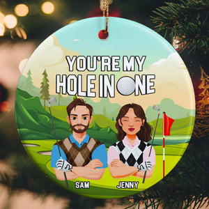 Personalized Christmas Gifts For Golf Couple Ceramic Ornament 02TOMH301024PA-Homacus