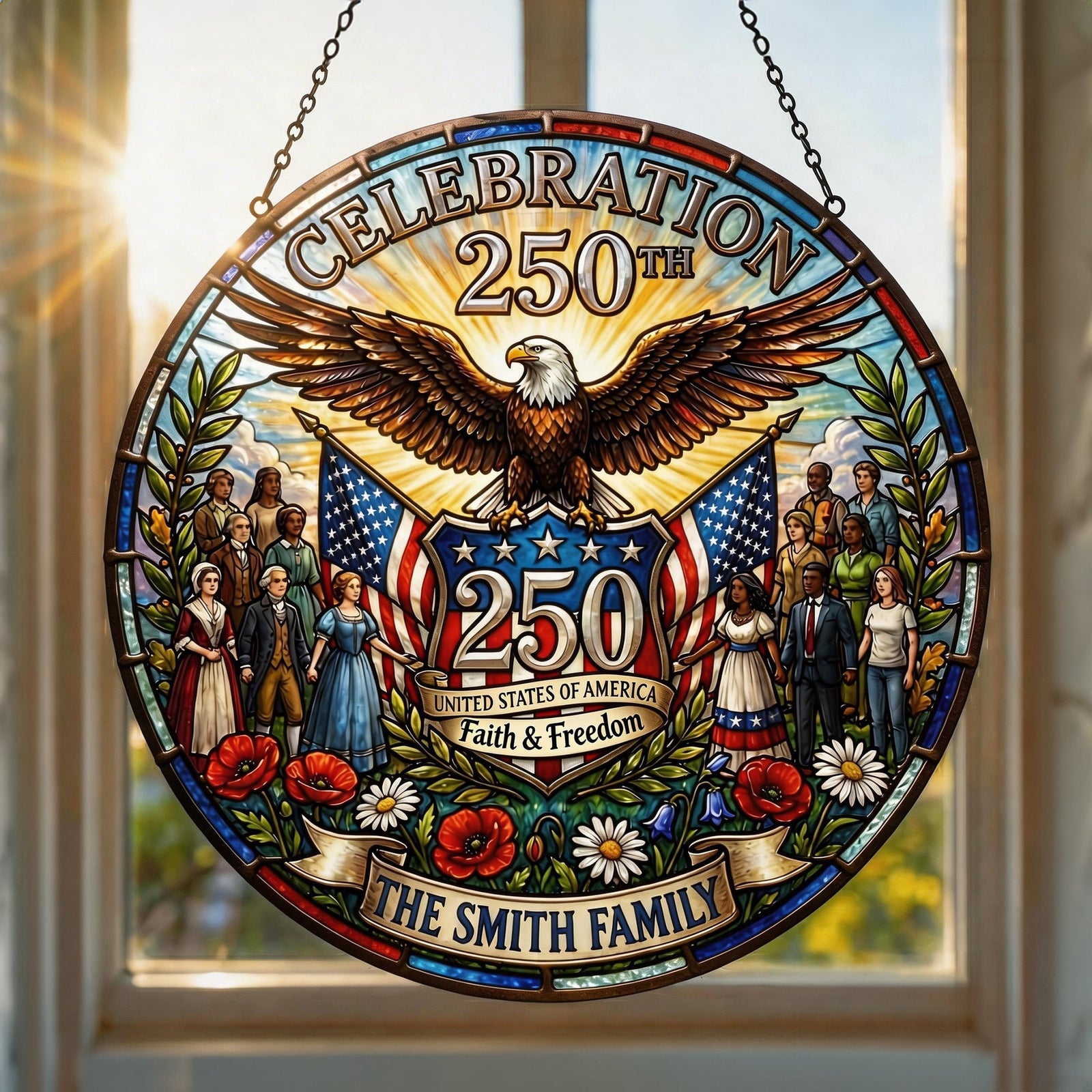 American 250th Celebration Suncatcher Ornament - Personalized Gifts For Patriots 04tylu260226-Homacus