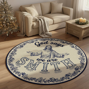 Custom Alphabet Letters Gifts For Christian Family Quilted Round Mat 02hytn141025-Homacus