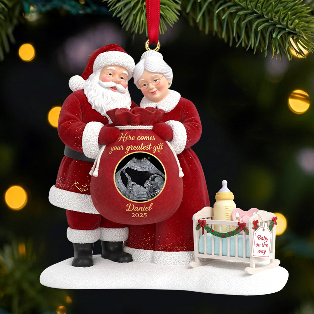 Santa Claus Custom Photo Gifts For Pregnancy Christmas Ornament 05kitn161025-Homacus