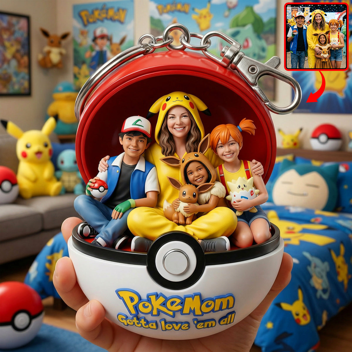 Custom Photo Pocket Monster Keychain - Gifts For Mother 01naqn250326-Homacus