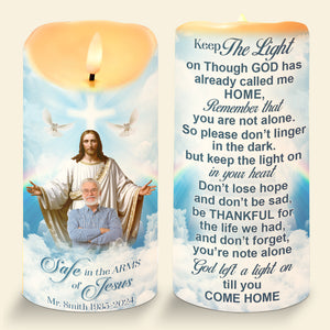 Custom Photo Memorial Gifts For Family Candle 04qnqn090125 Safe In The Arms Of Jesus-Homacus