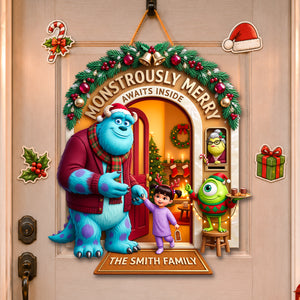 Merry Monster Family Acrylic Sign - Personalized Gifts For Christmas Family 05hadh030826-Homacus