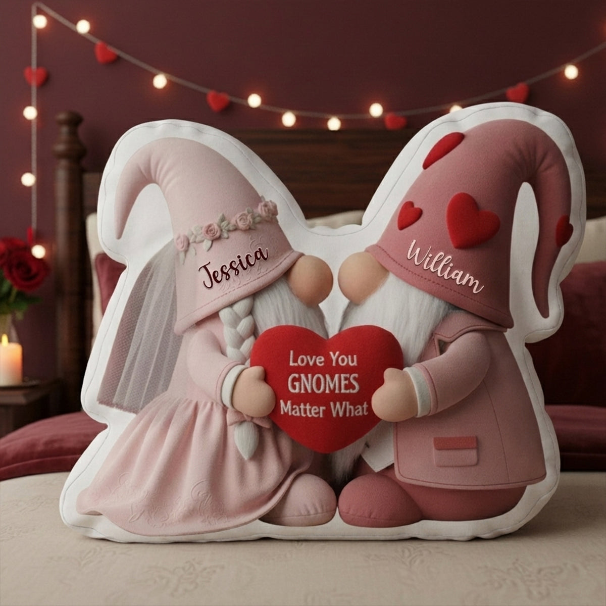 Sweet Gnome Romance Couples Pillow - Personalized Gifts For Couples 07HYLU261125-Homacus