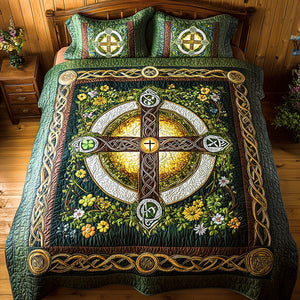 Gifts For Christian Quilt Bedding Set Special Line  - St. Patrick's Edition, Celtic Cross 01tgqn180125