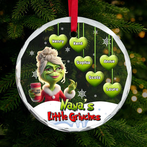 Grandma Ornament - Green Monster - Personalized Gifts For Nana, Gigi With Little Hearts-Homacus