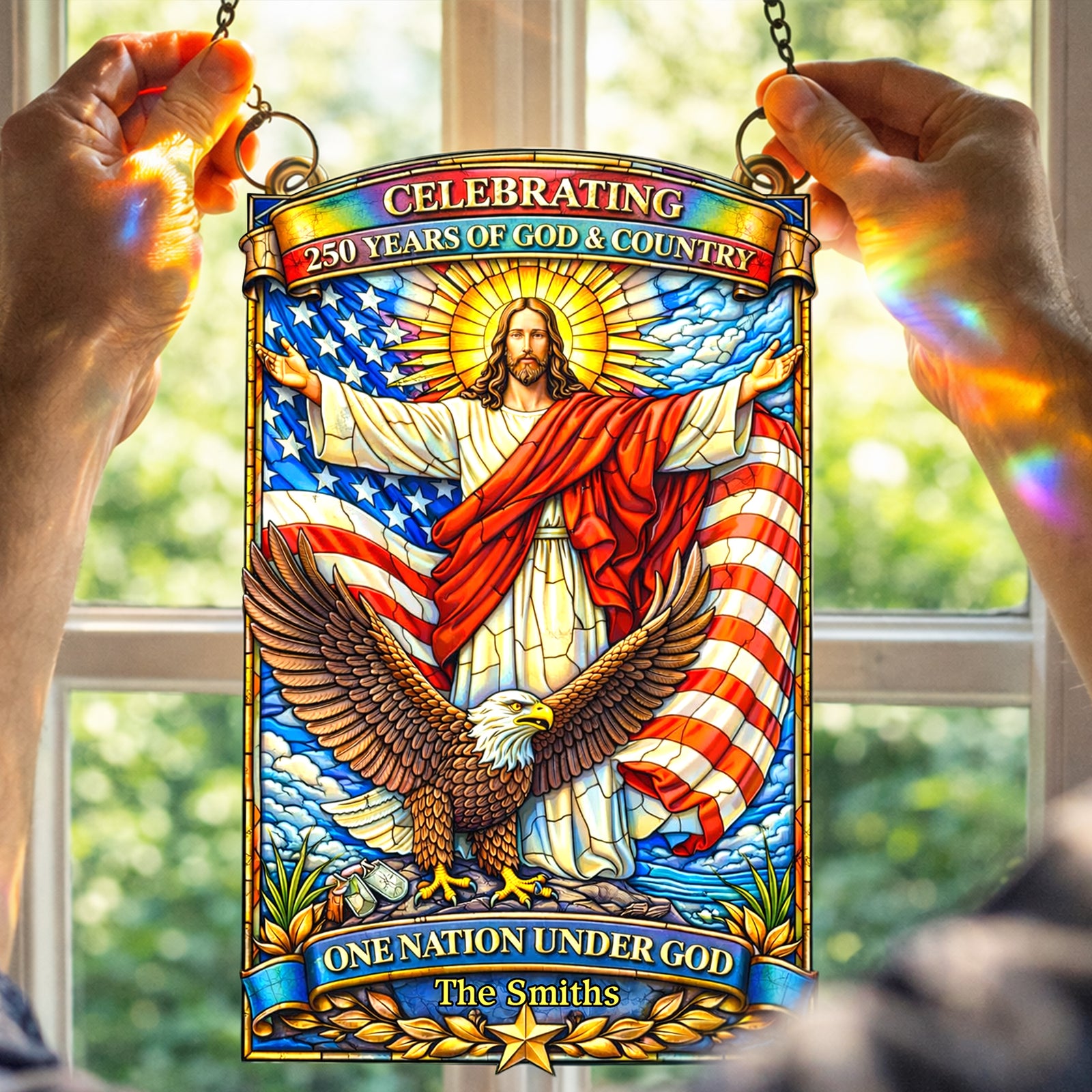 God Blessed America - Celebrated America 250th Anniversary Suncatcher - Personalized Gifts 06tylu040326