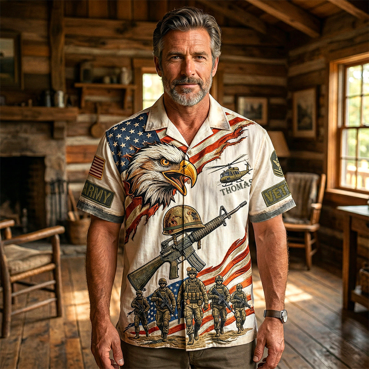 Veteran Pride Patriotic Hawaiian Shirt - Personalized Gifts For Veteran 01PADH070426-Homacus