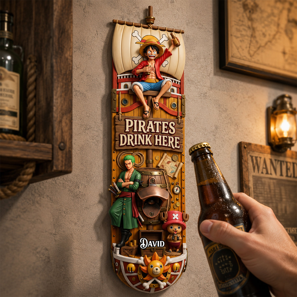 Sea Adventure Wooden Wall Hanging Bottle Opener - Personalized Gifts For Anime Lovers 03tydh180726-Homacus