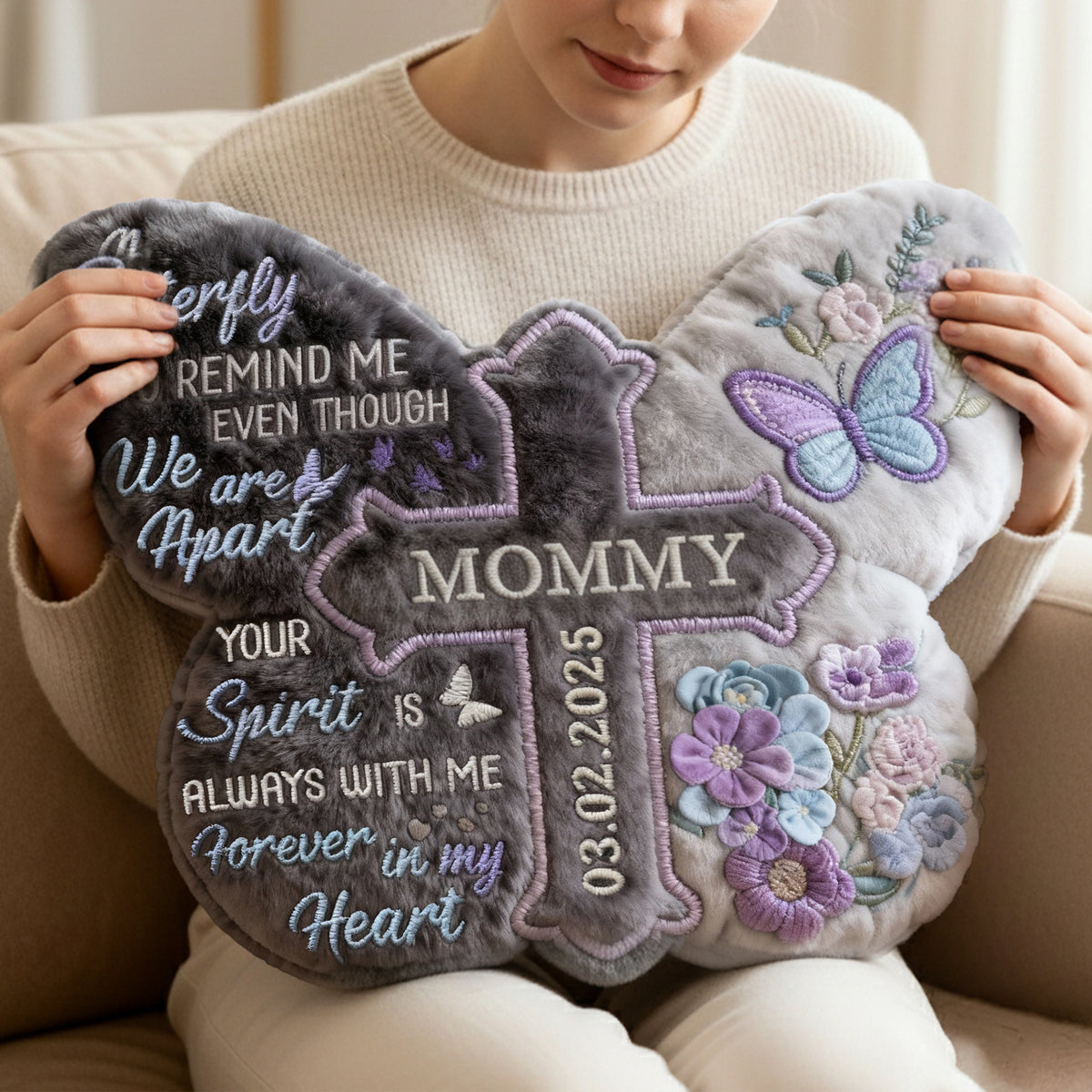 Heaven Butterfly Shaped Pillow, Personalized Keepsake To Remember Loved One 03qhlu191225-Homacus