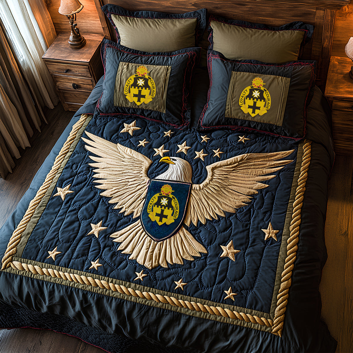 Military Shield Quilt Bedding Set - Personalized Gifts For Veteran 02tglu070725-Homacus