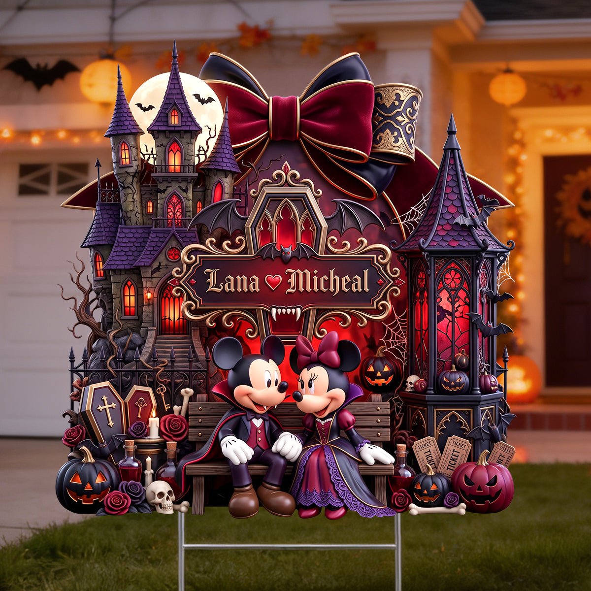 Midnight Romance A Love Tale Yard Sign - Personalized Halloween Gifts For Couples 022padh110826-Homacus