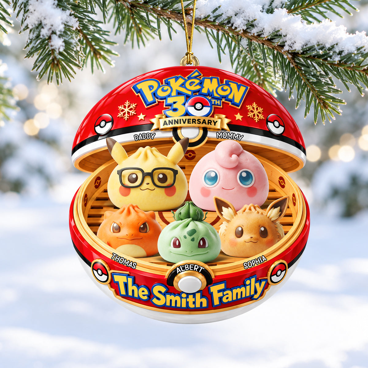 Cute Dumpling Family Christmas Ornament - Personalized Gifts For Family 04OHQN250926-Homacus