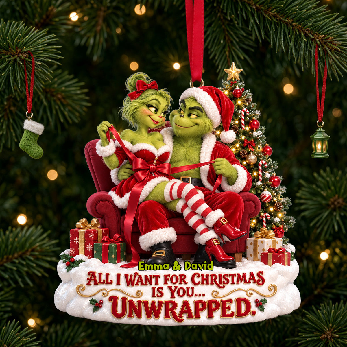 Mischievous Christmas Couple Acrylic Ornament - Personalized Gifts For Couple 03TOLU290926