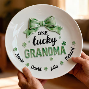 Patrick's Day Round Ceramic Plate - Personalized Gifts For Grandma and Mom 01pgdt090226-Homacus