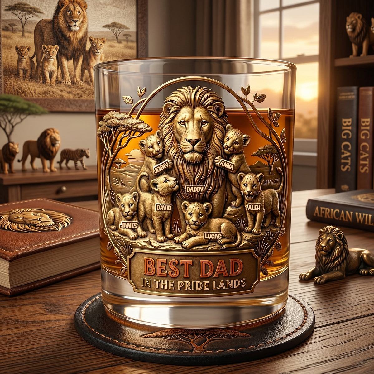 Best Dad In The Pride Lands 11oz Round Glass - Personalized Father's Day Gifts 01totn110526-Homacus