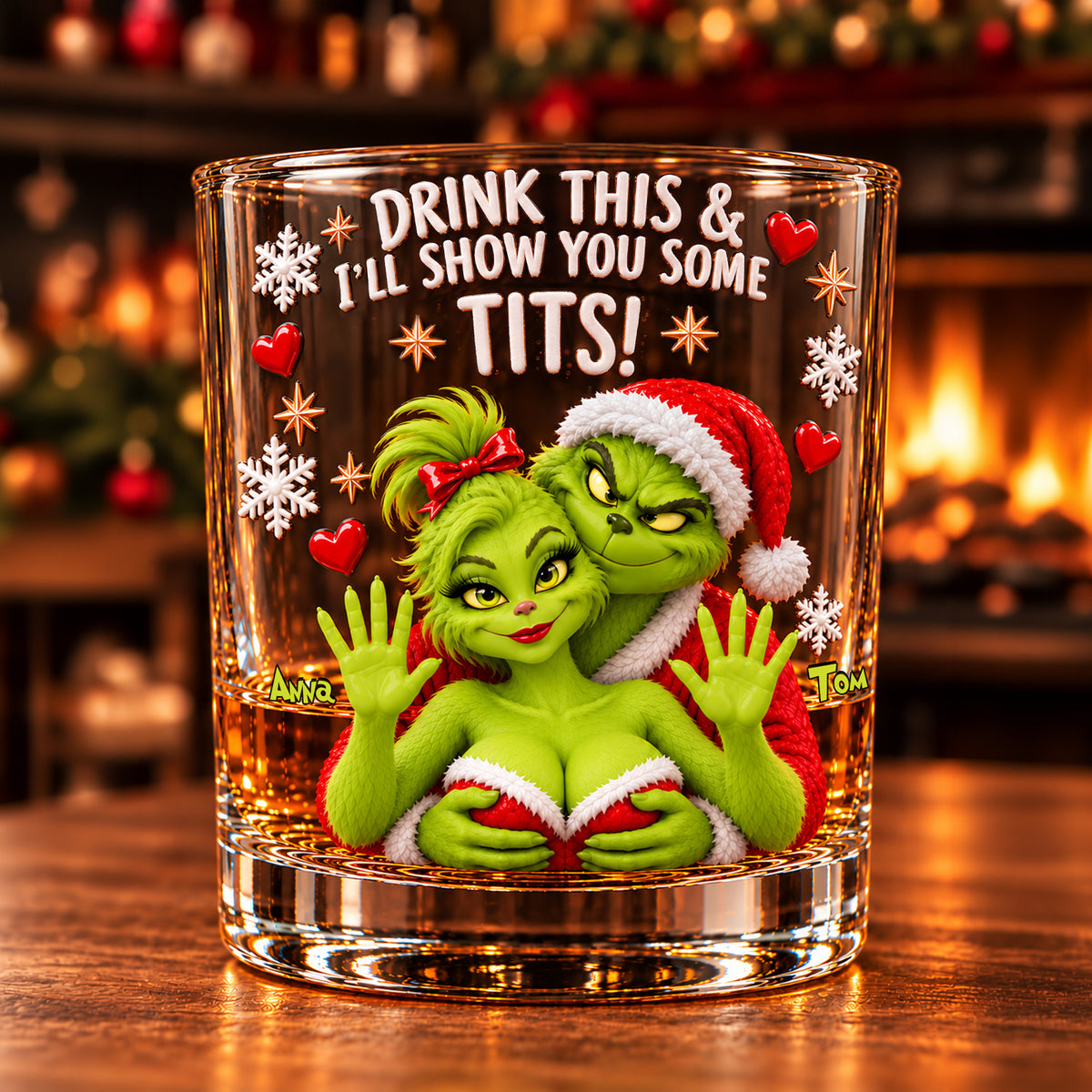 Naughty Couple Round Glass - Personalized Gifts For Christmas Couple 03NALU151026-Homacus