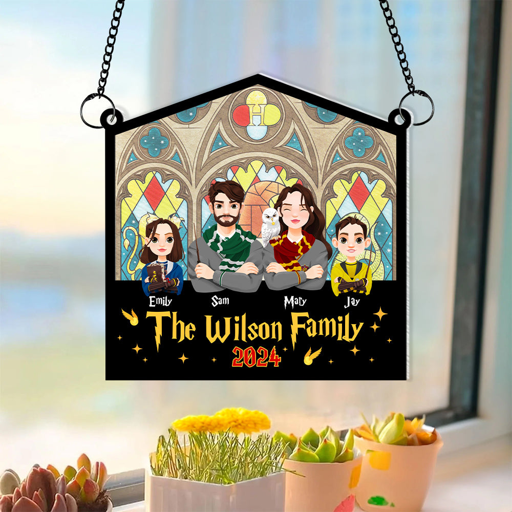 Personalized Gifts For Family Suncatcher Ornament, Wizard Family Cross-Armed 05NAMH090824PA-Homacus