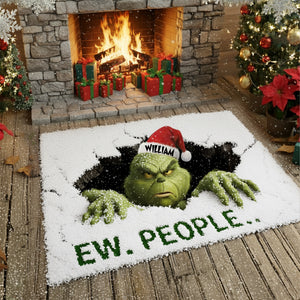 Playful Green Monster Doormat - Personalized Gifts For Movie Lovers 09TGLU221025-Homacus