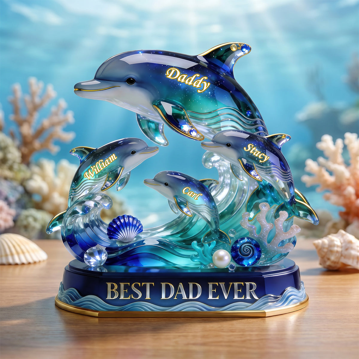 Best Dad Ever Dolphin Family Acrylic Plaque - Personalized Gifts For Dad 04pgdh060526-Homacus