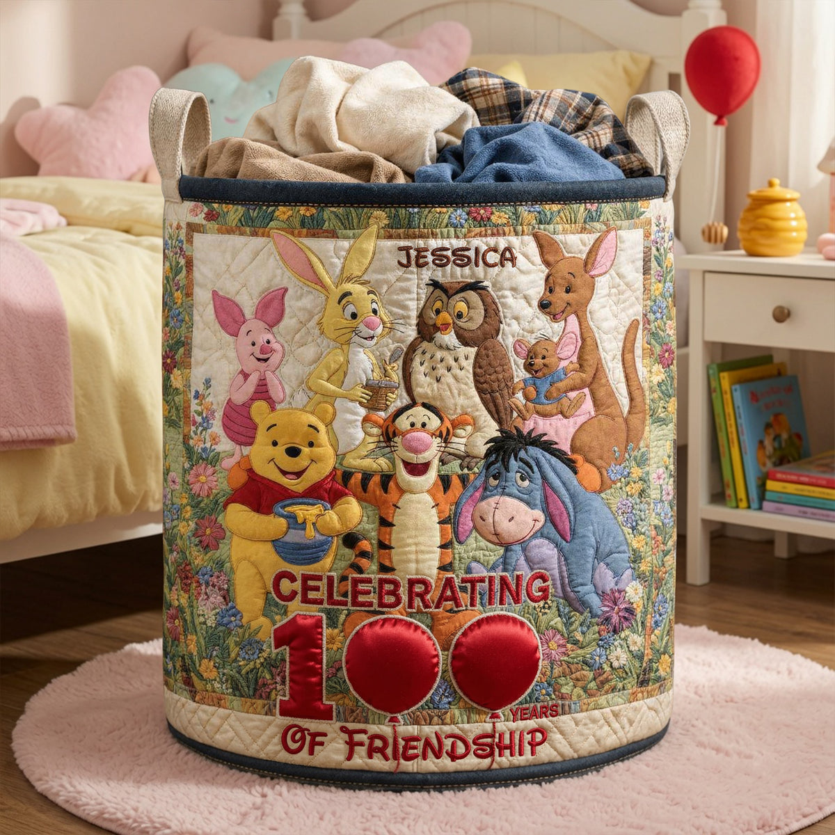 Happy Century Quilted Laudry Basket, Personalized Gifts 07qhlu030726-Homacus
