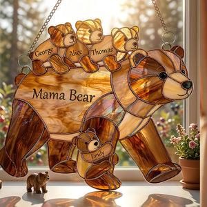 Mama Bear Suncatcher - Personalized Gifts For Mother's Day Suncatcher Ornament 03HUDT090426-Homacus