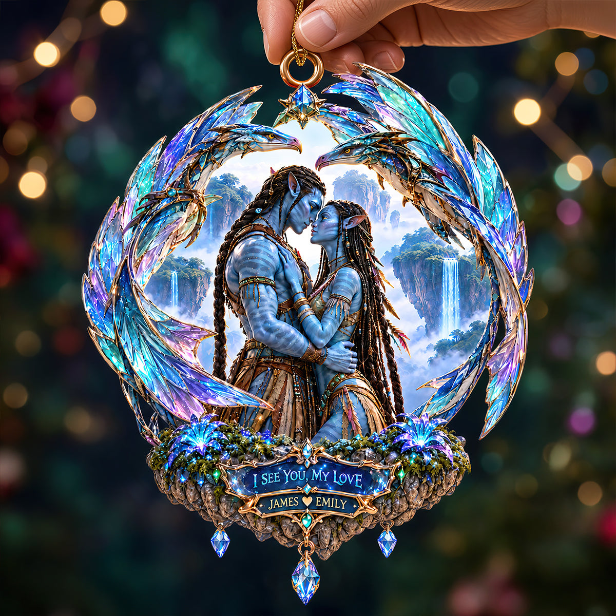 Blue Alien Couple Christmas Ornament - Personalized Gift For Christmas 06HADT300926