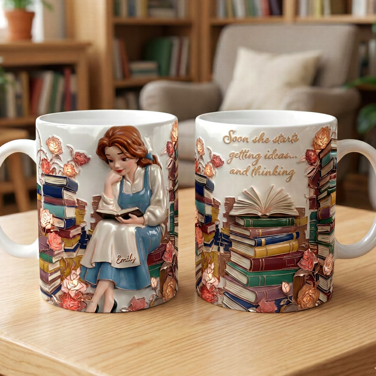 Dreamy Reading Girl Coffee Mug - Personalized Gifts For Book Lovers 03qhqn251225-Homacus