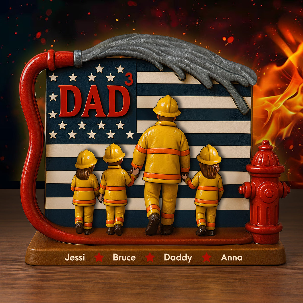 Firefighter Dad Acrylic Plaque - Personalized Christmas Gifts For Dad 02TOLU260425-Homacus