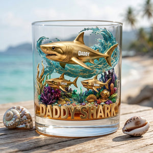 Shark Dad Round Glass - Personalized Gifts For Dad 02tytn260526-Homacus