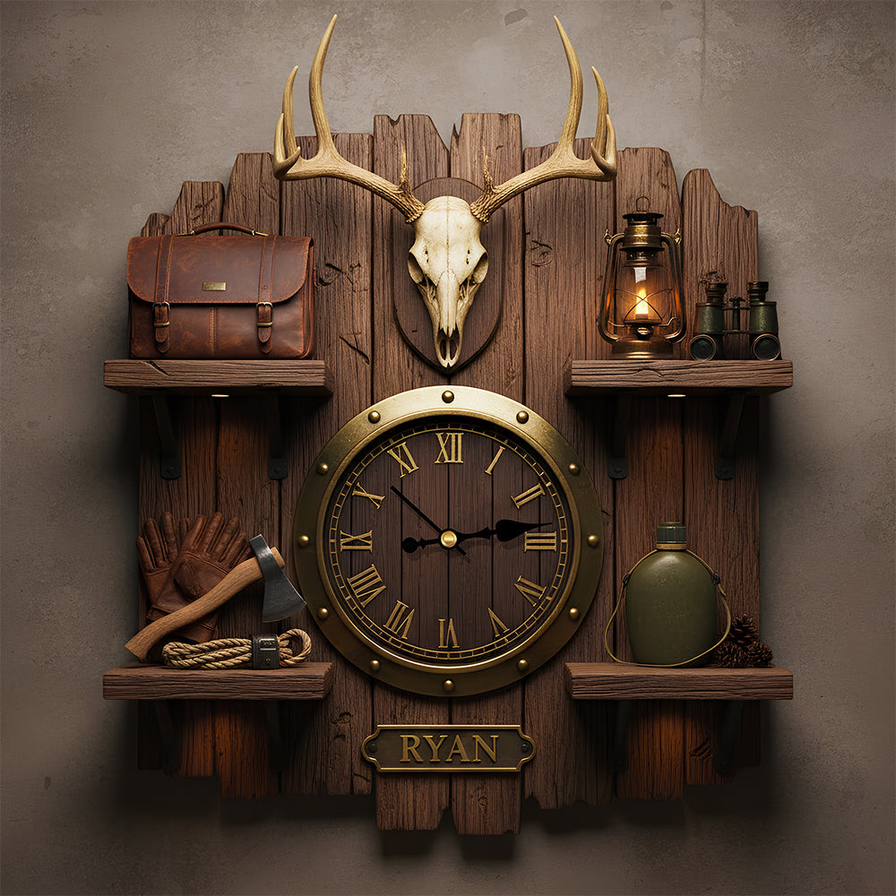 Rustic Hunting Acrylic Clock – Personalized Gifts For Hunting Lovers 05todt261225-Homacus